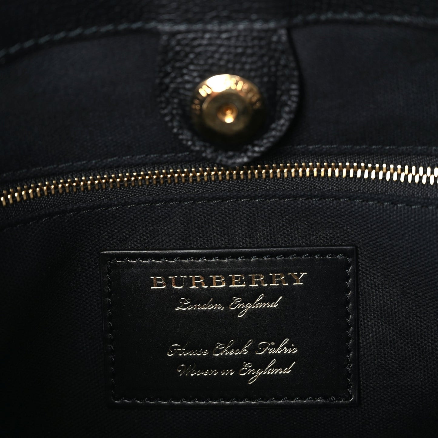 Grainy Calfskin House Check Medium Banner Tote Black