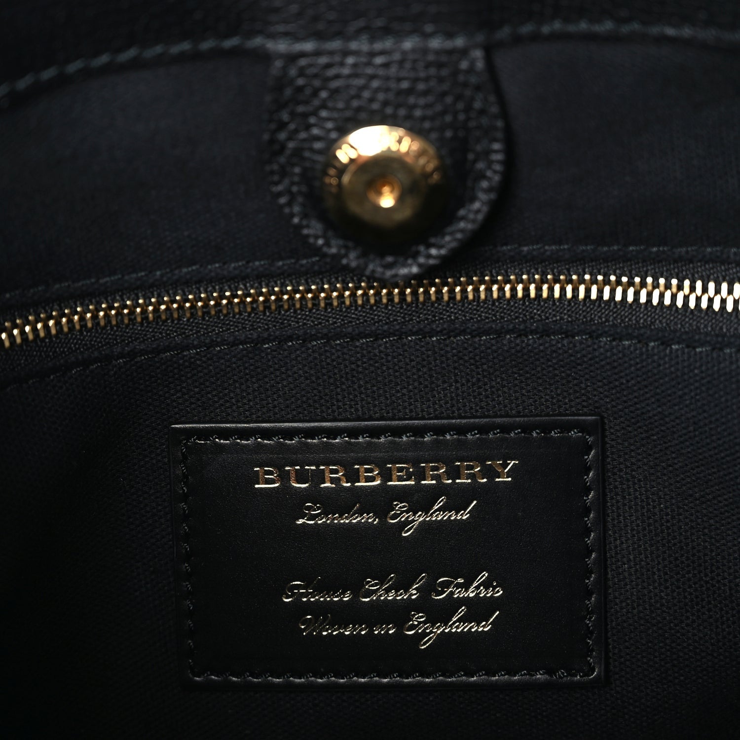 Burberry Grainy Calfskin House Check Medium Banner Tote Black 5 of 8