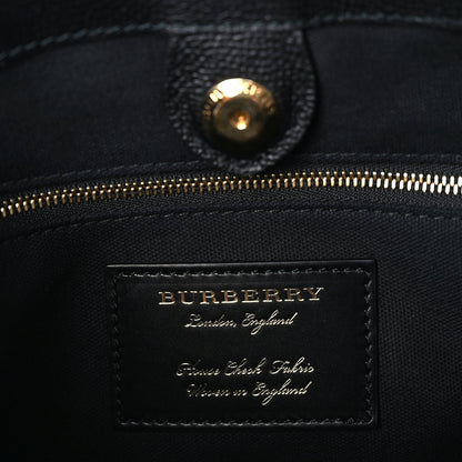 Burberry Grainy Calfskin House Check Medium Banner Tote Black 5 of 8