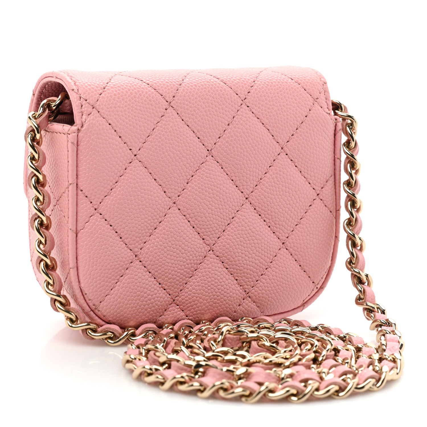 Chanel Caviar Quilted Mini Clutch With Chain Pink 3 of 10