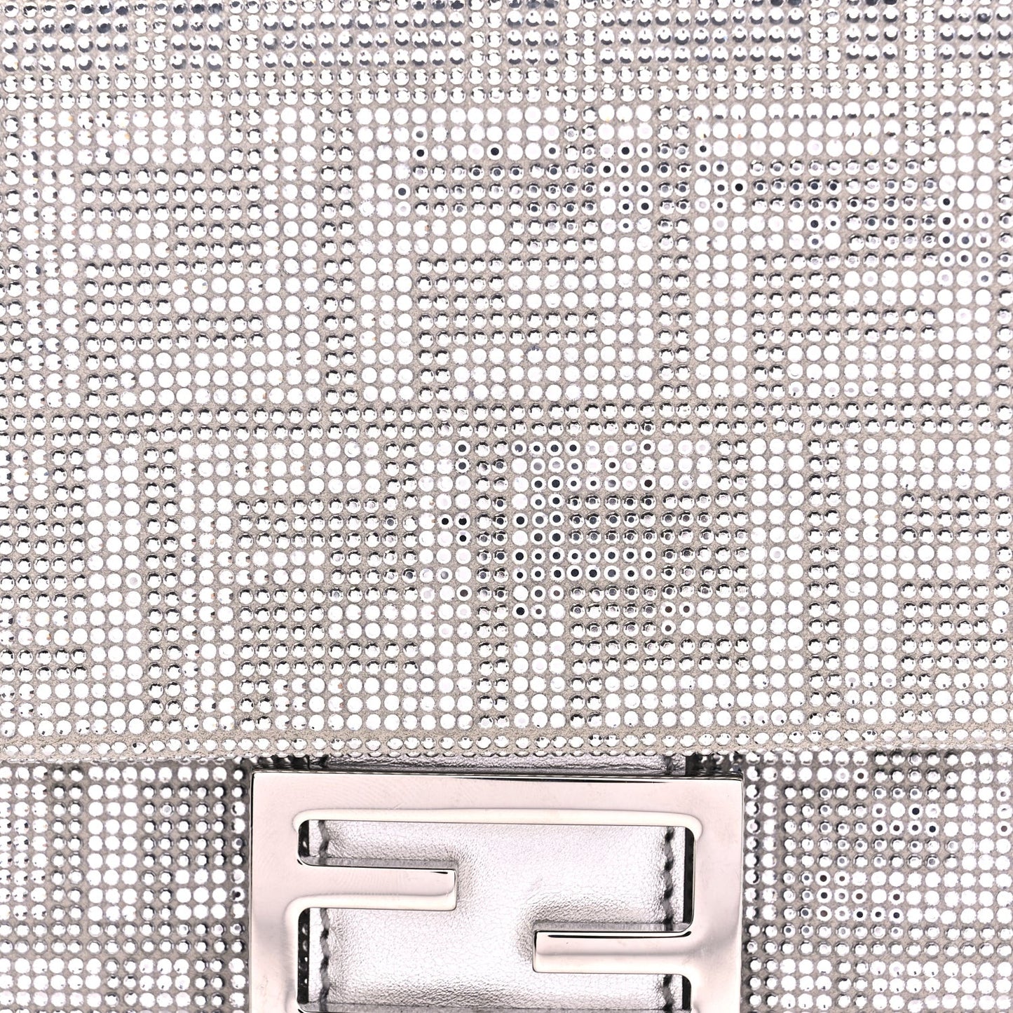 Crystal Vitello Laminato FF Medium Baguette Crystal Argento