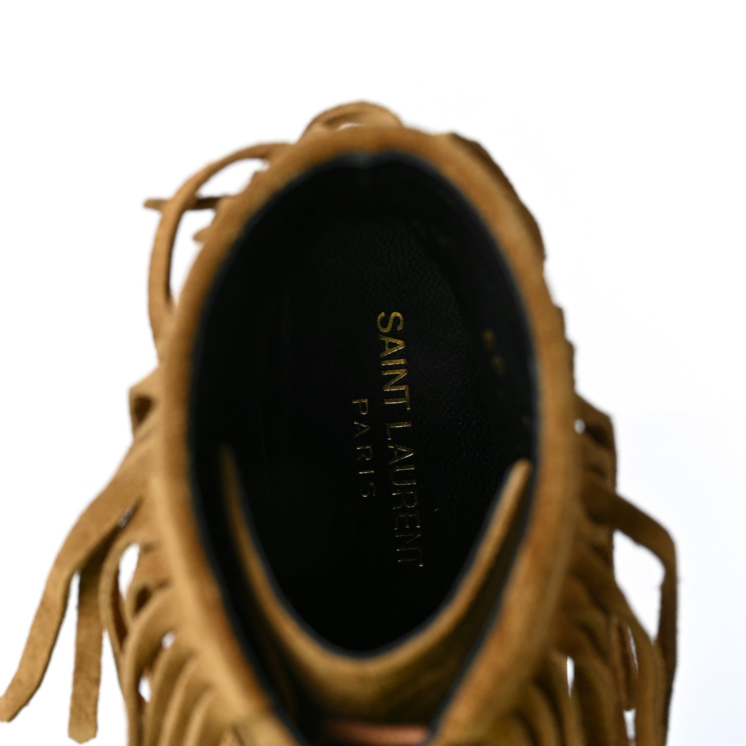 Saint Laurent Suede Babies 90 Fringe Ankle Boots 38 Light Tan 7 of 8