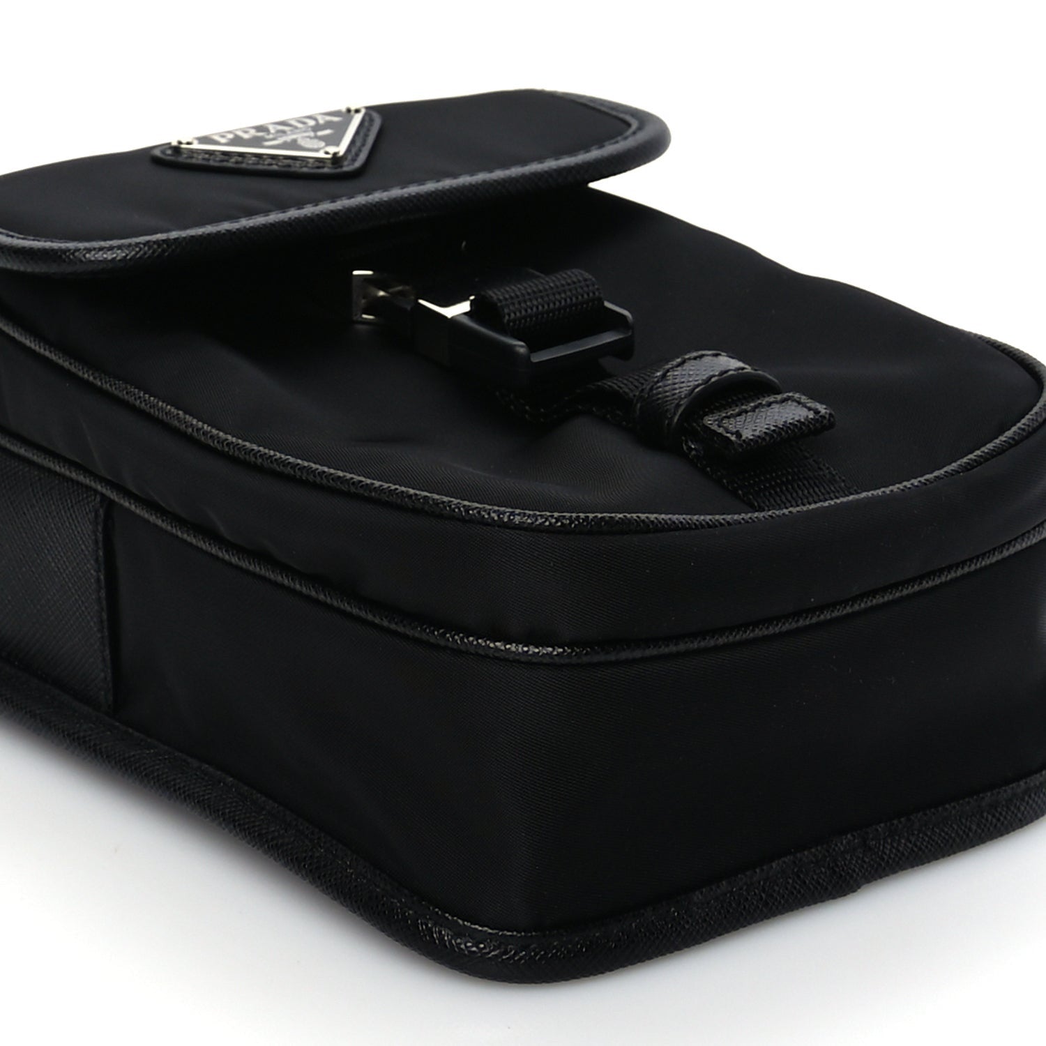 Prada Re-Nylon Saffiano Mini Pocket Single Snap Buckle Messenger Bag Black 7 of 8