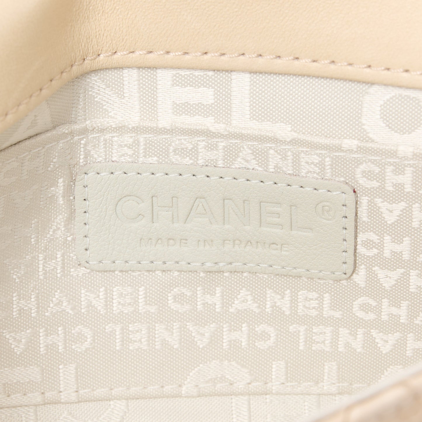 Snakeskin 3 Chain Flap Beige Clair