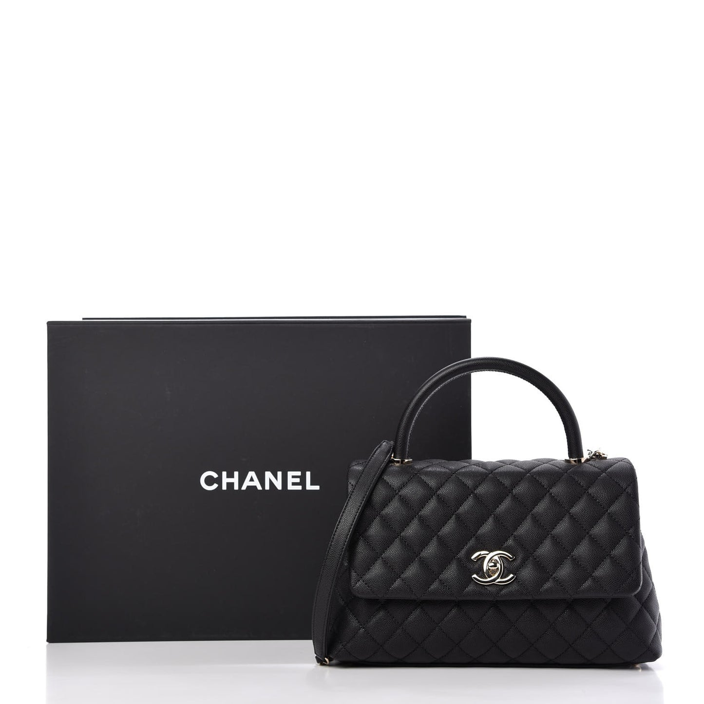 Caviar Quilted Small Coco Handle Flap Black