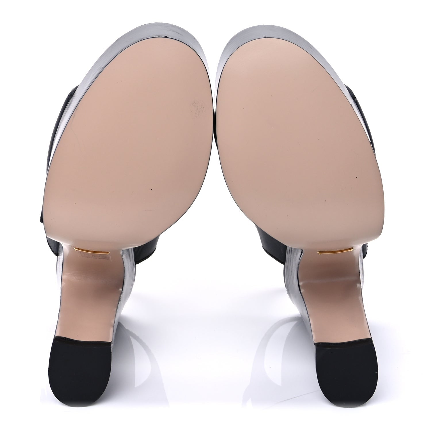 Gucci Cosmos Softy Calfskin Wooden Interlocking G Cut-Out 30/120mm Platform Sandals 38  Black 6 of 9