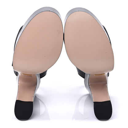 Gucci Cosmos Softy Calfskin Wooden Interlocking G Cut-Out 30/120mm Platform Sandals 38  Black 6 of 9
