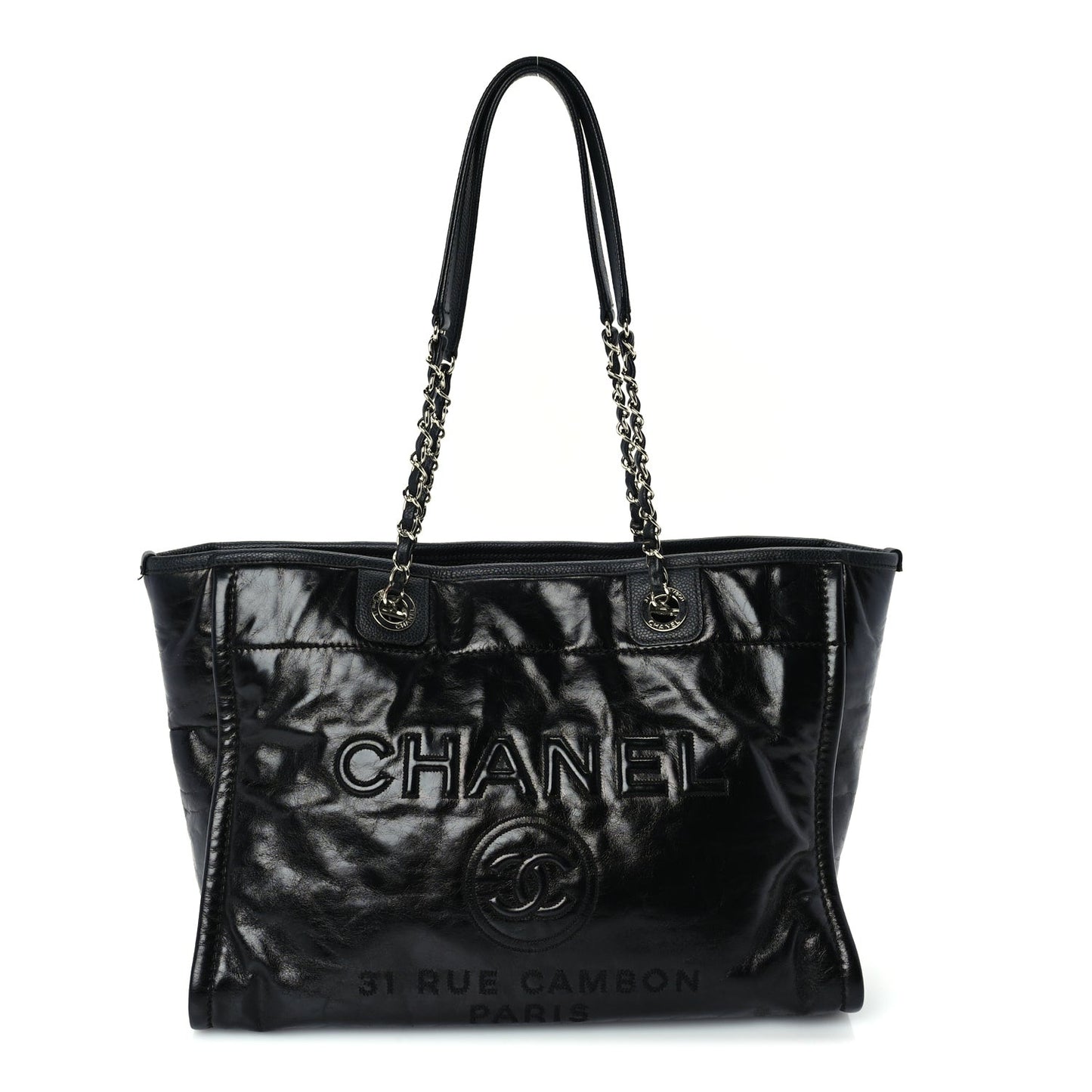 Glazed Calfskin Small Deauville Tote