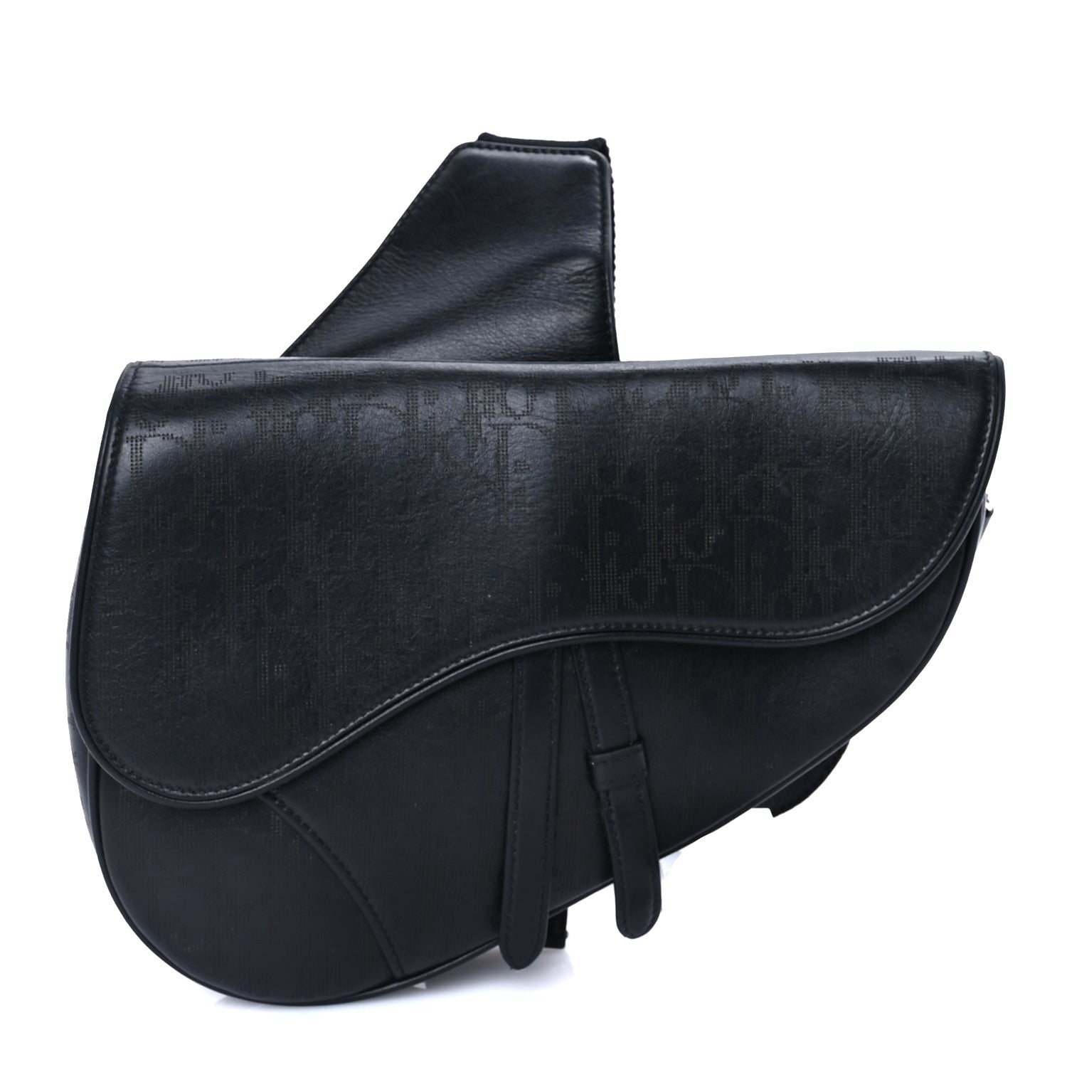 Christian Dior Calfskin Perforated Oblique Galaxy Mens Saddle Bag  Black 1 of 7