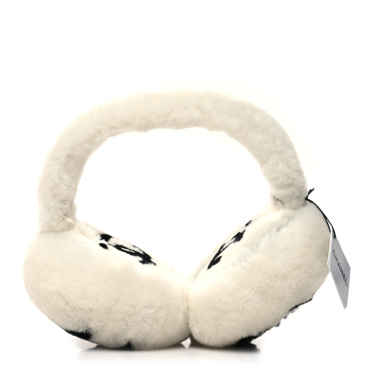 Shearling CC Ear Muffs White Black