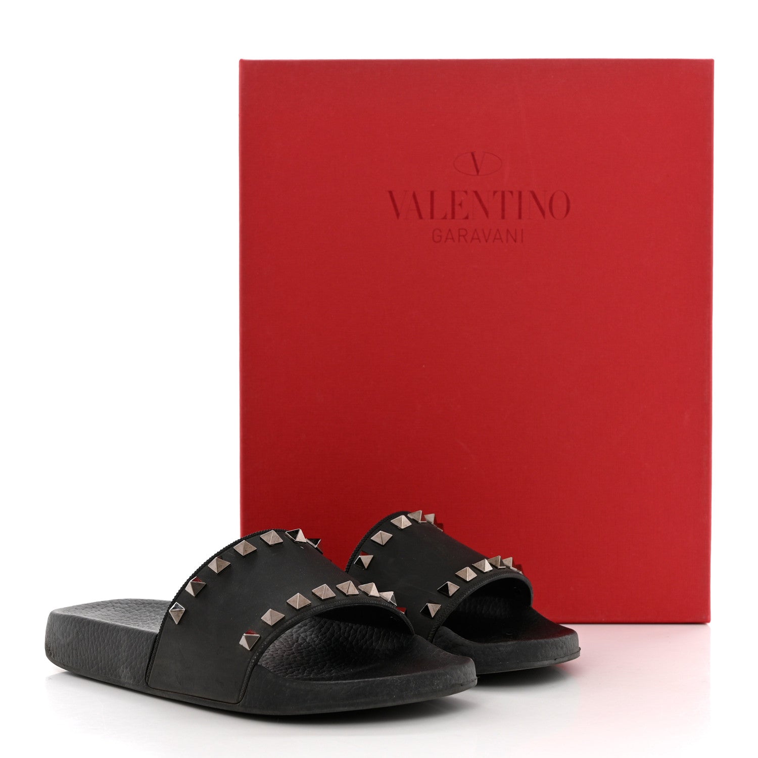 Valentino Garavani Rubber Rockstud Slide Sandals 36 Black 8 of 8