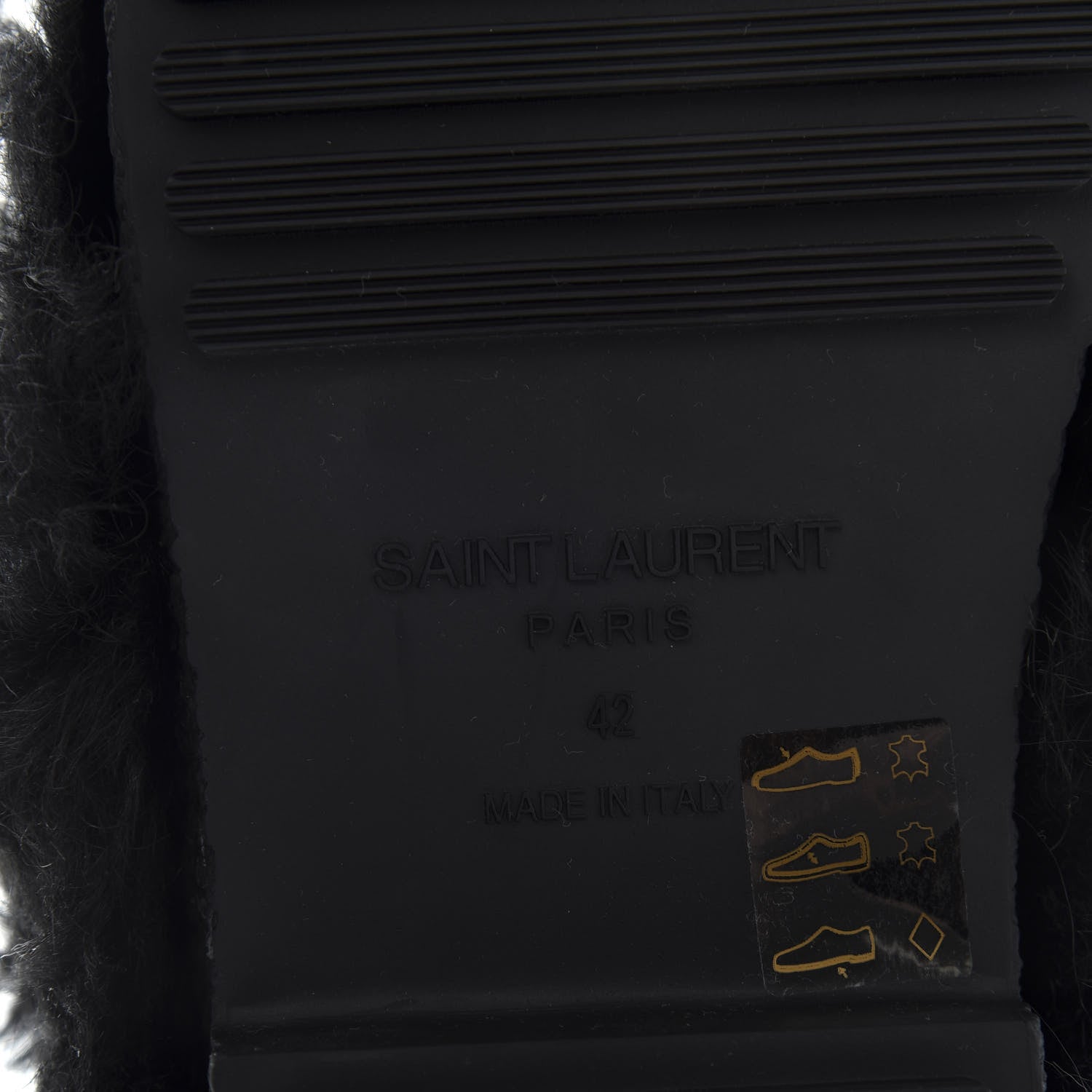 Saint Laurent Shearling Lamb Boots 42 Black 7 of 8