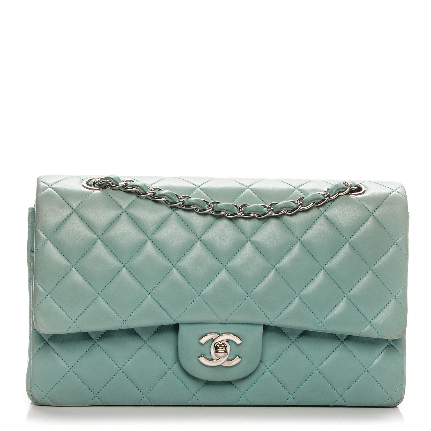 Chanel Lambskin Quilted Medium Double Flap Light Green 1 of 10