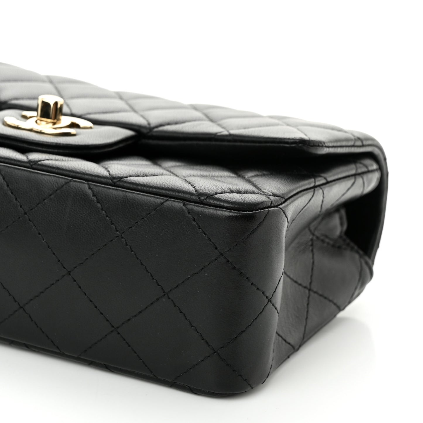 Lambskin Quilted Mini Rectangular Flap Black