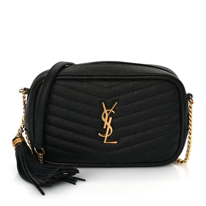 Saint Laurent Grain De Poudre Matelasse Monogram Mini Lou Camera Bag Black 1 of 9