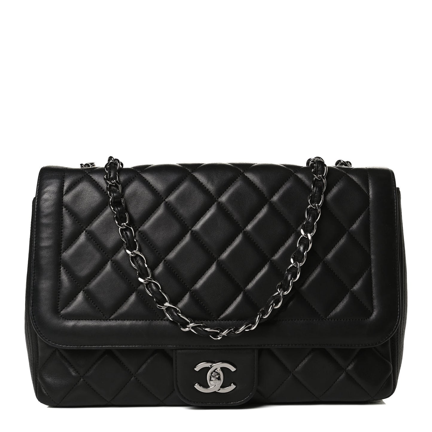 Lambskin Quilted Large Coco Rider Flap Black