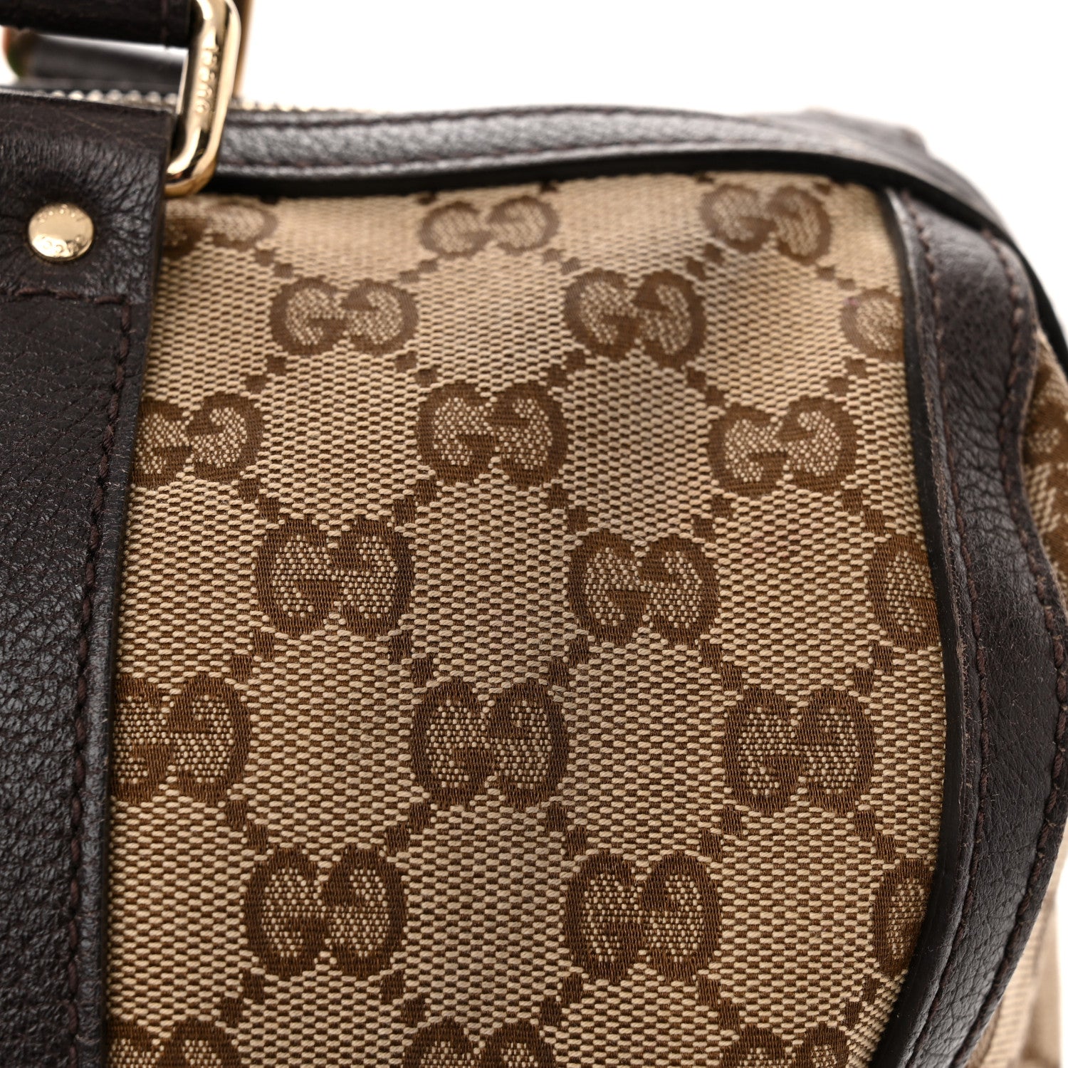 Gucci Monogram Vintage Web Medium Webby Bee Boston Dark Brown 15 of 18