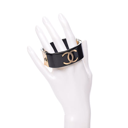Chanel Resin CC Cuff Black Gold 2 of 6
