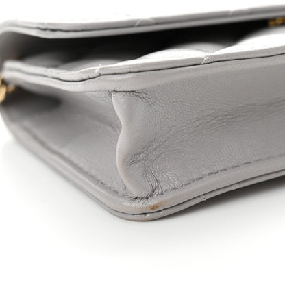 Chanel Lambskin Pearl Quilted Flap Phone Holder With Chain Grey 12 of 13