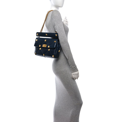 Valentino Garavani Nappa Large Roman Stud Shoulder Bag Marine 2 of 9