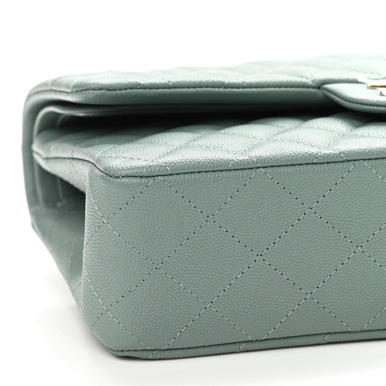 Chanel Caviar Quilted Medium Double Flap Green 4 of 9