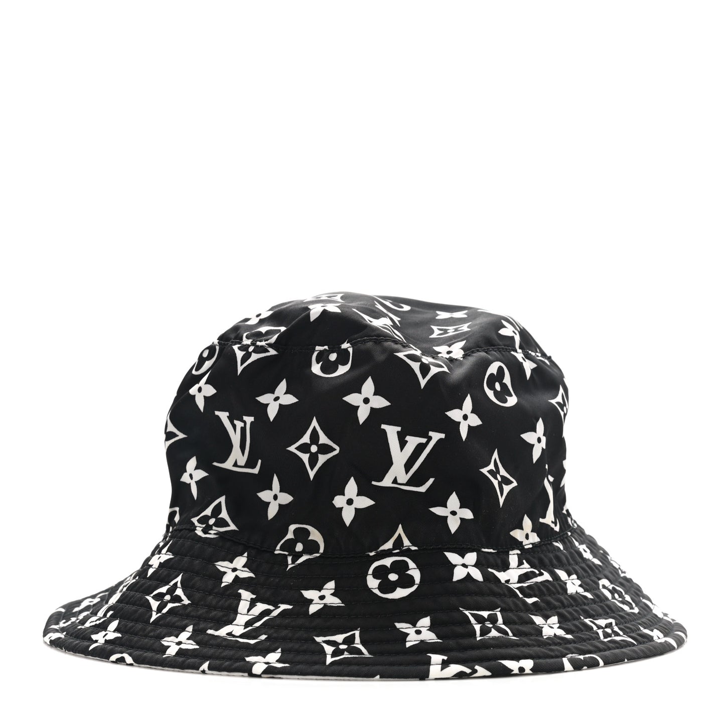 Nylon Monogram Reversible Bob Bucket Hat S Black White