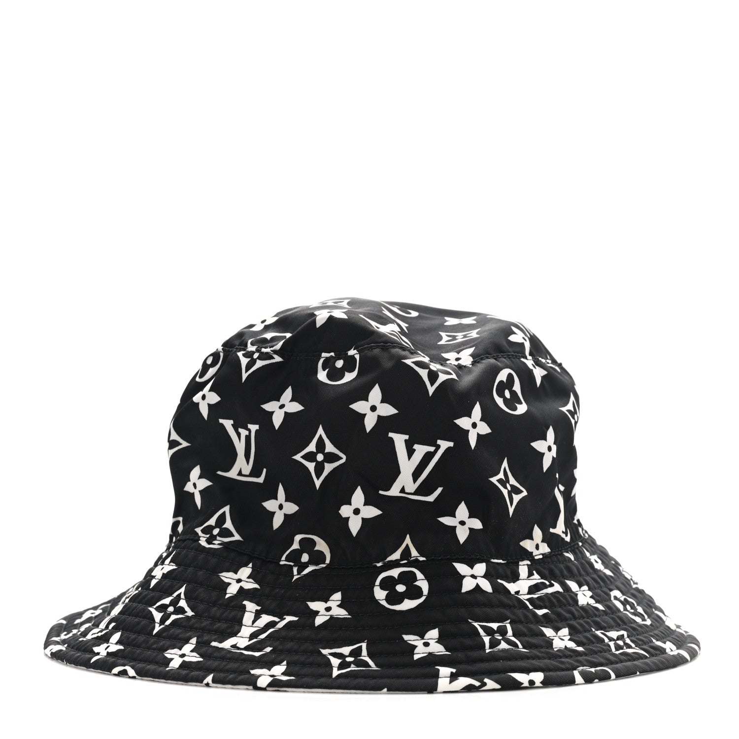 Louis Vuitton Nylon Monogram Reversible Bob Bucket Hat S Black White 1 of 9