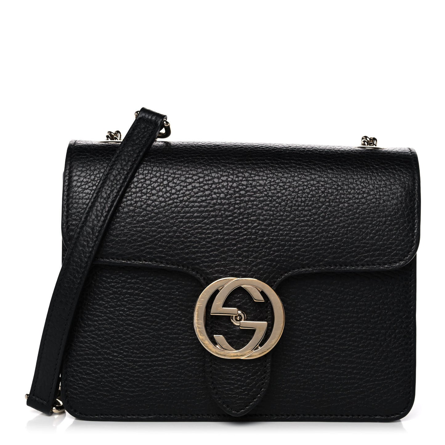 Dollar Calfskin Small Interlocking G Shoulder Bag Black