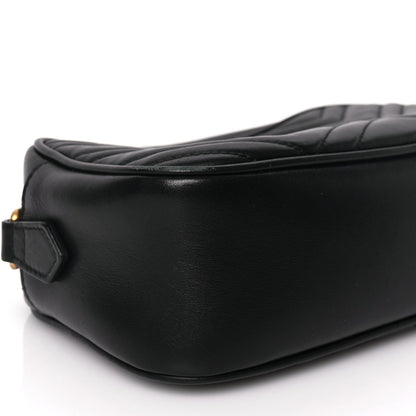 Gucci Calfskin Matelasse Small GG Marmont Chain Shoulder Bag Black 8 of 9
