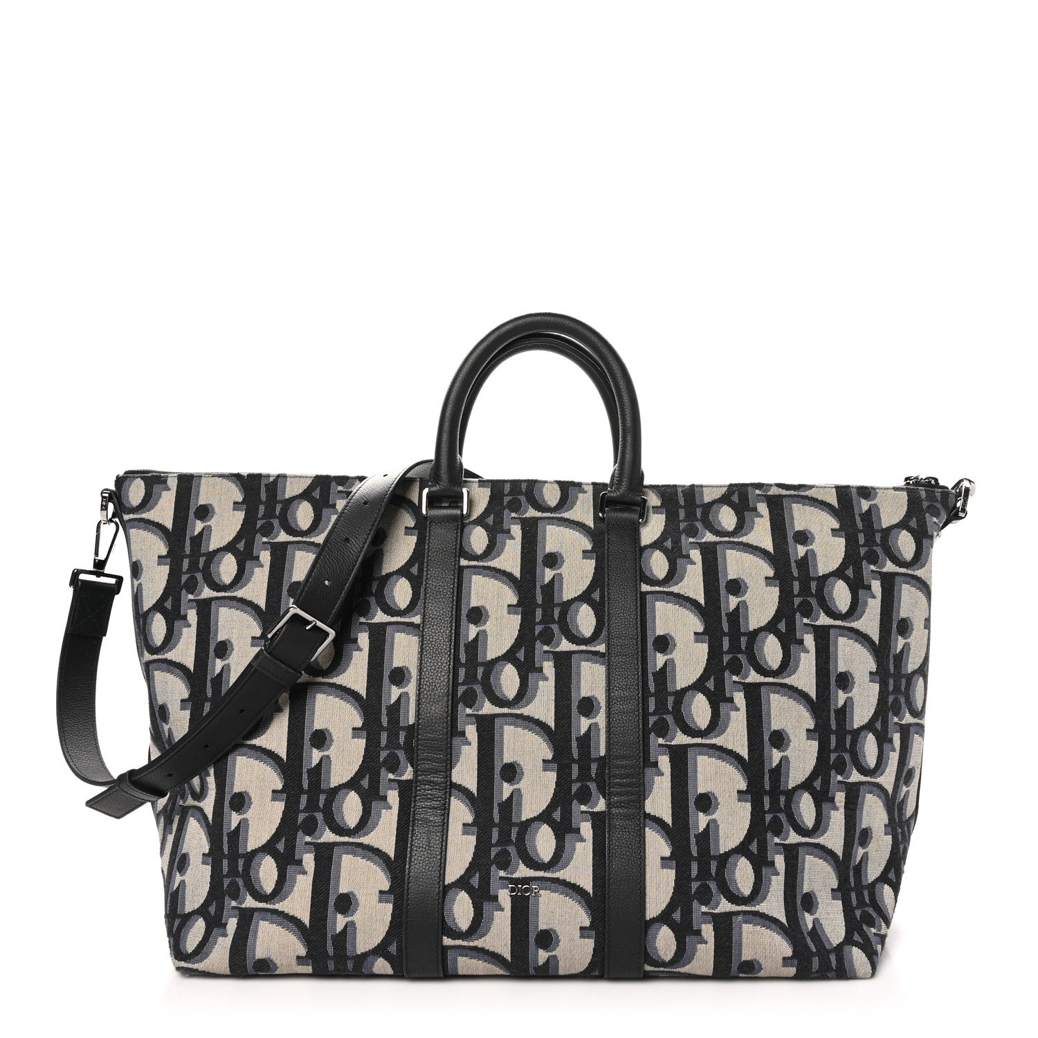 Christian Dior Maxi Oblique Jacquard Weekender 45 Beige Black 1 of 9