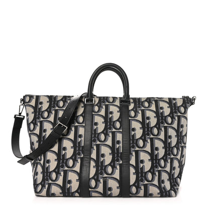 Christian Dior Maxi Oblique Jacquard Weekender 45 Beige Black 1 of 9