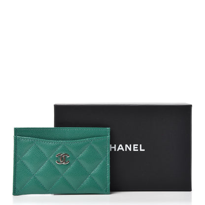 Chanel Caviar Quilted Card Holder Green 8 of 8