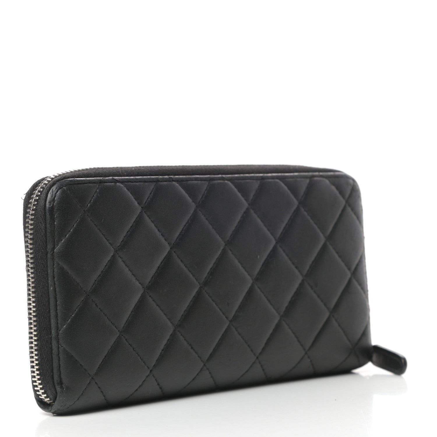 Chanel Lambskin Quilted Large Gusset Zip Around Wallet Black 3 of 8