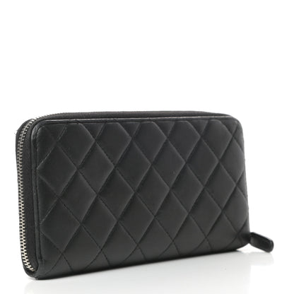 Chanel Lambskin Quilted Large Gusset Zip Around Wallet Black 3 of 8