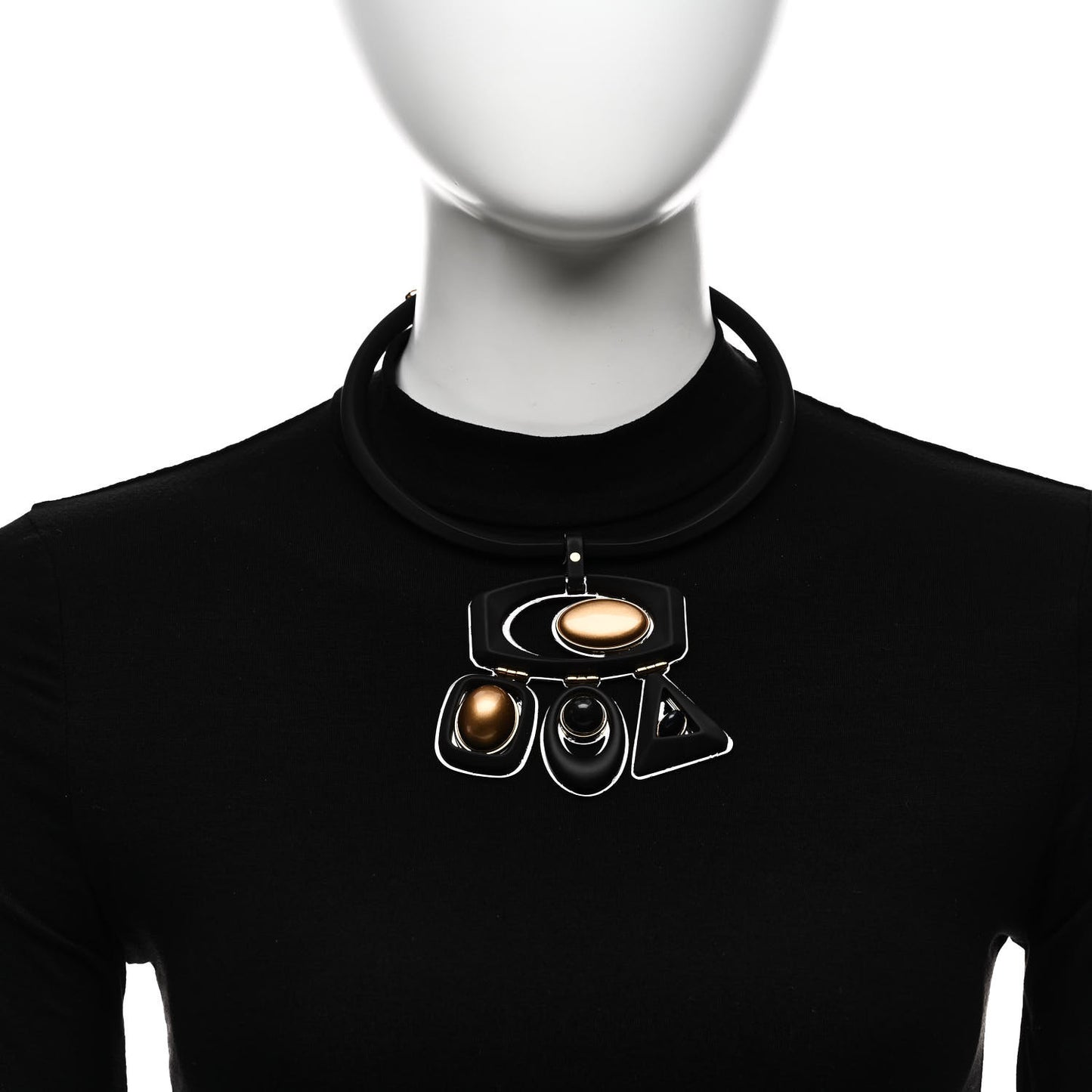 Rubber Metal Geometric Choker Necklace