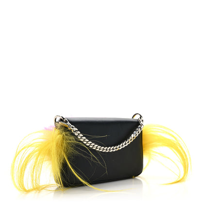 Fendi Nappa Shatoosh Fox Goat Fur Monster Micro Baguette Black Fuchsia Giallo 3 of 10