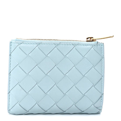 Bottega Veneta Nappa Intrecciato Bifold Zip Wallet Teal Washed 1 of 16