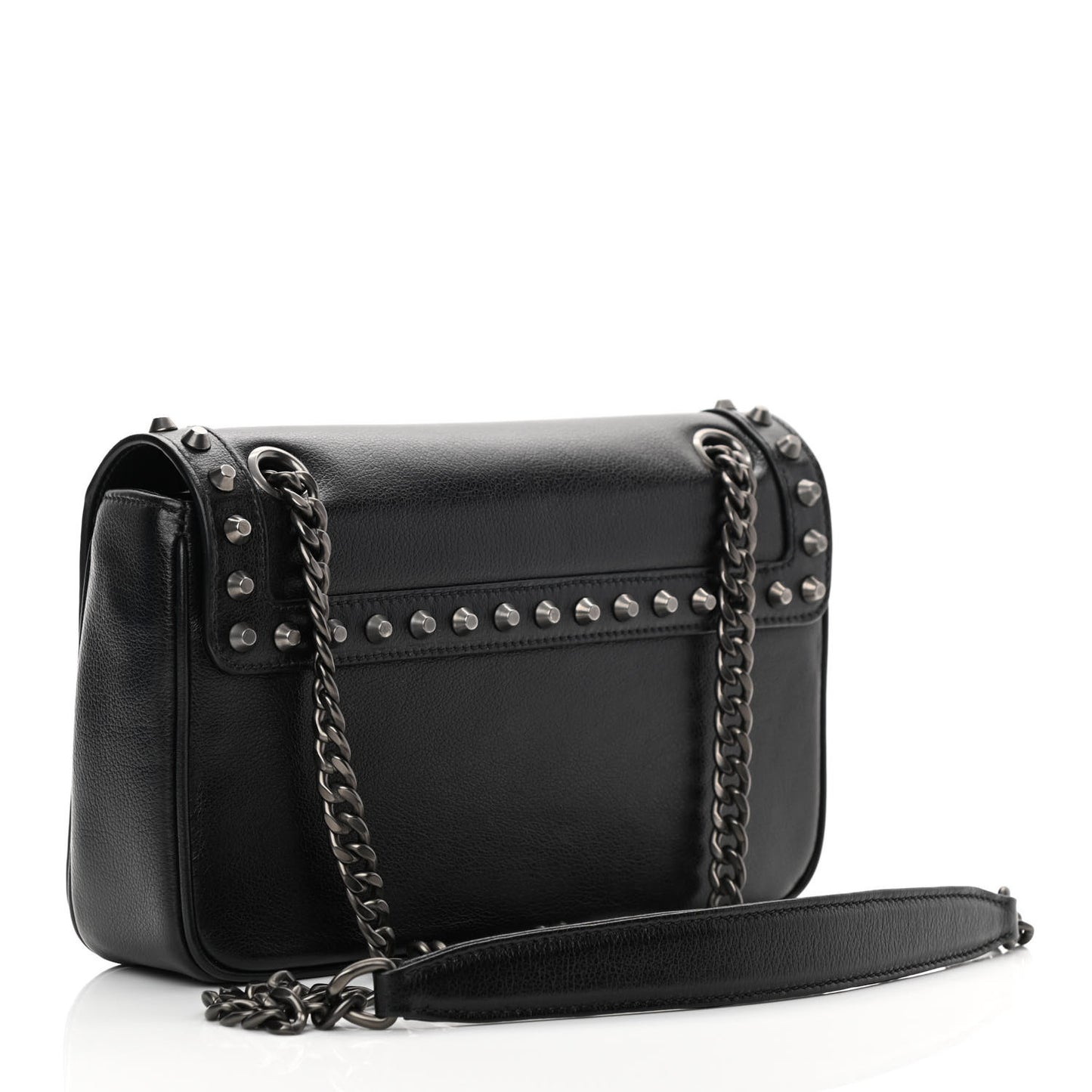 Glace Calfskin Studded Crossbody Black