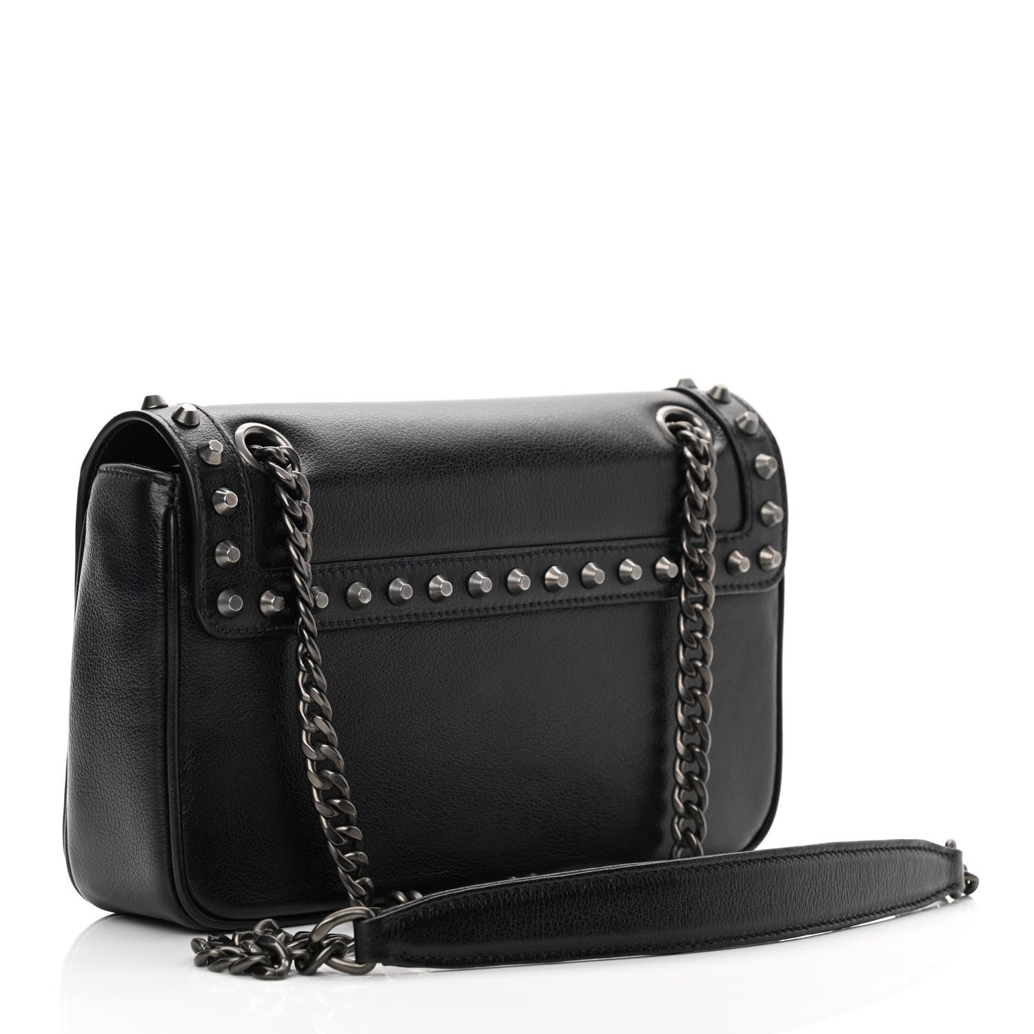 Prada Glace Calfskin Studded Crossbody Black 3 of 12