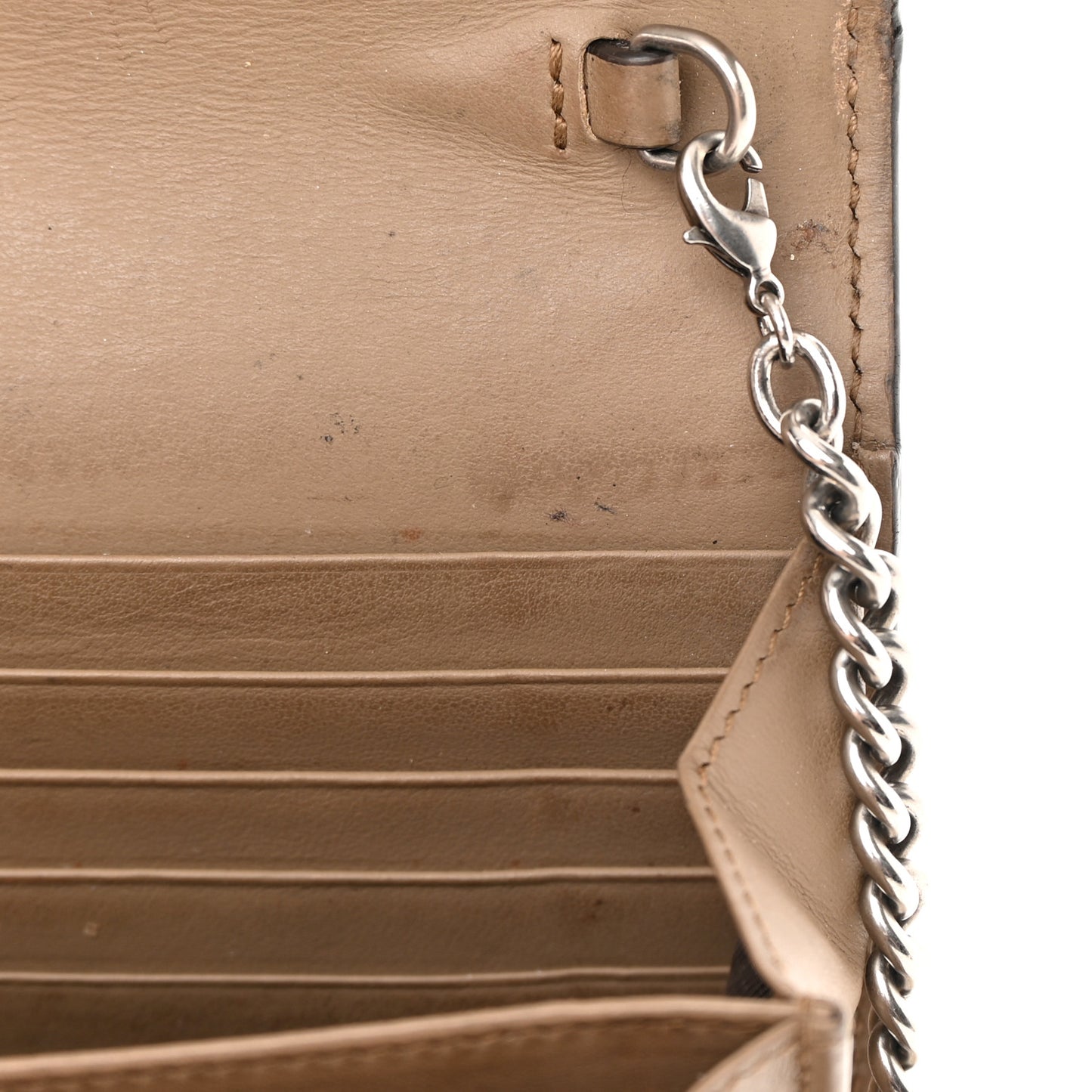 GG Supreme Monogram Mini Dionysus Chain Wallet Beige Taupe