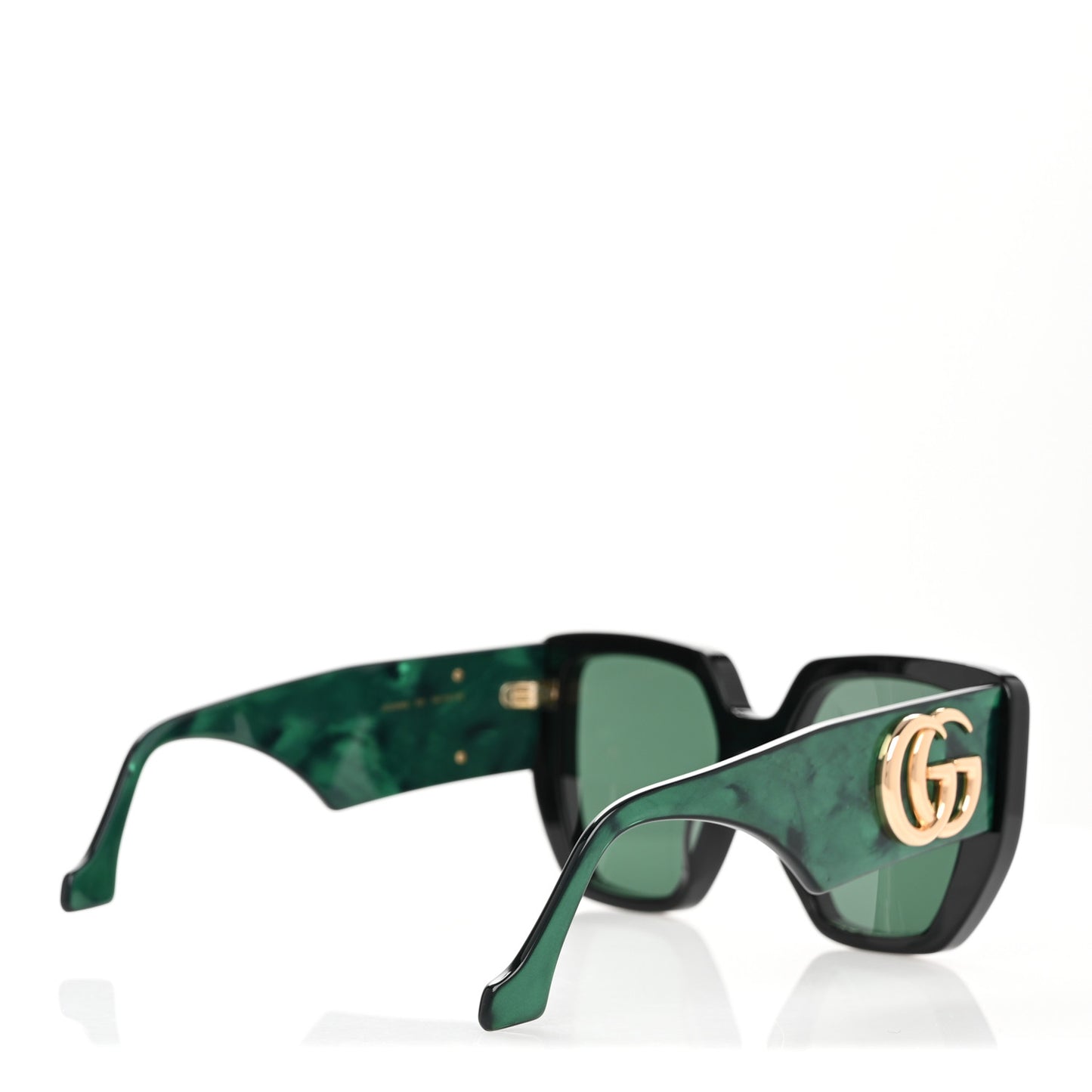 Acetate Square Frame Sunglasses GG0956S Green Black