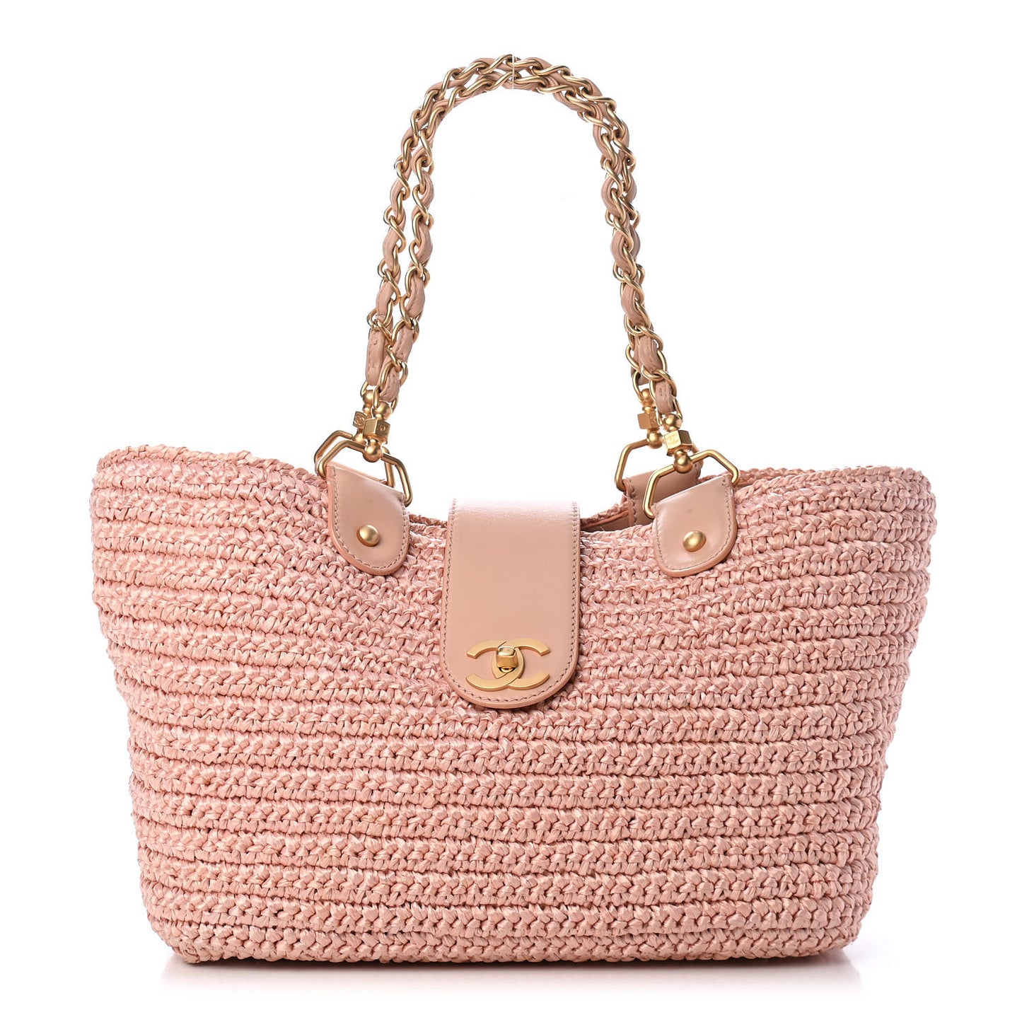 Straw Raffia Tote Pink