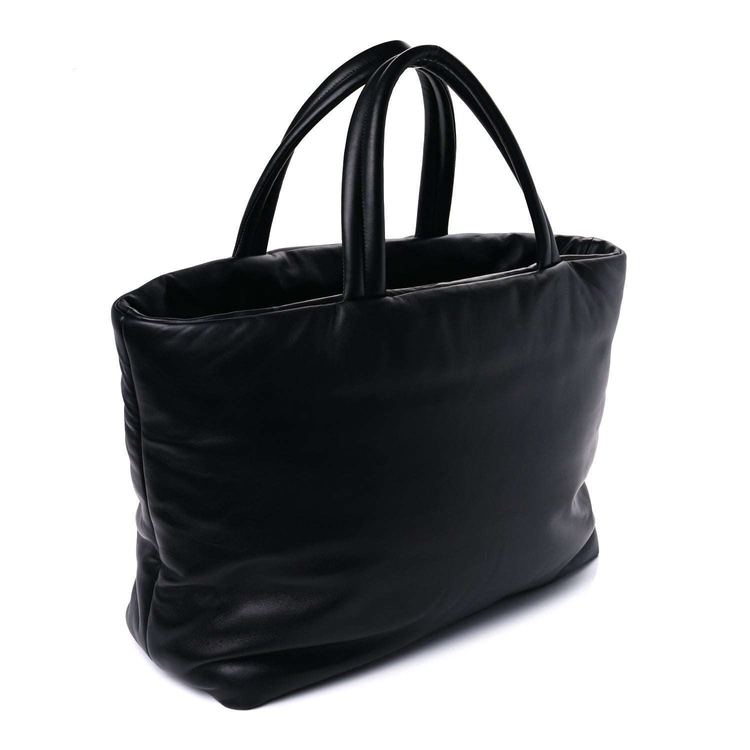 Saint Laurent Lambskin Wide Puffer Tote  Black 2 of 8