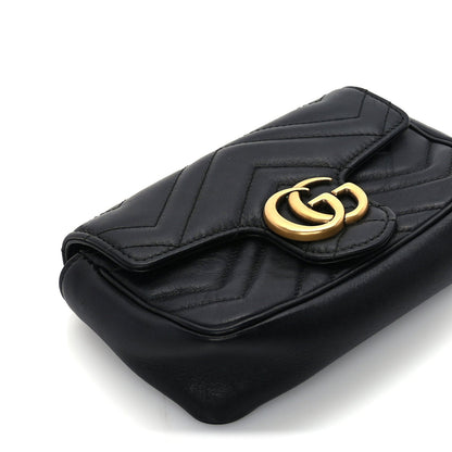 Gucci Calfskin Matelasse Super Mini GG Marmont Shoulder Bag  Black 7 of 8