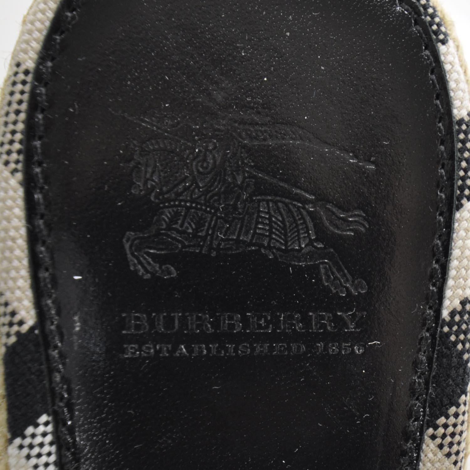 Burberry Patent Nova Check Trim Espadrille Wedges 40 Black 7 of 8