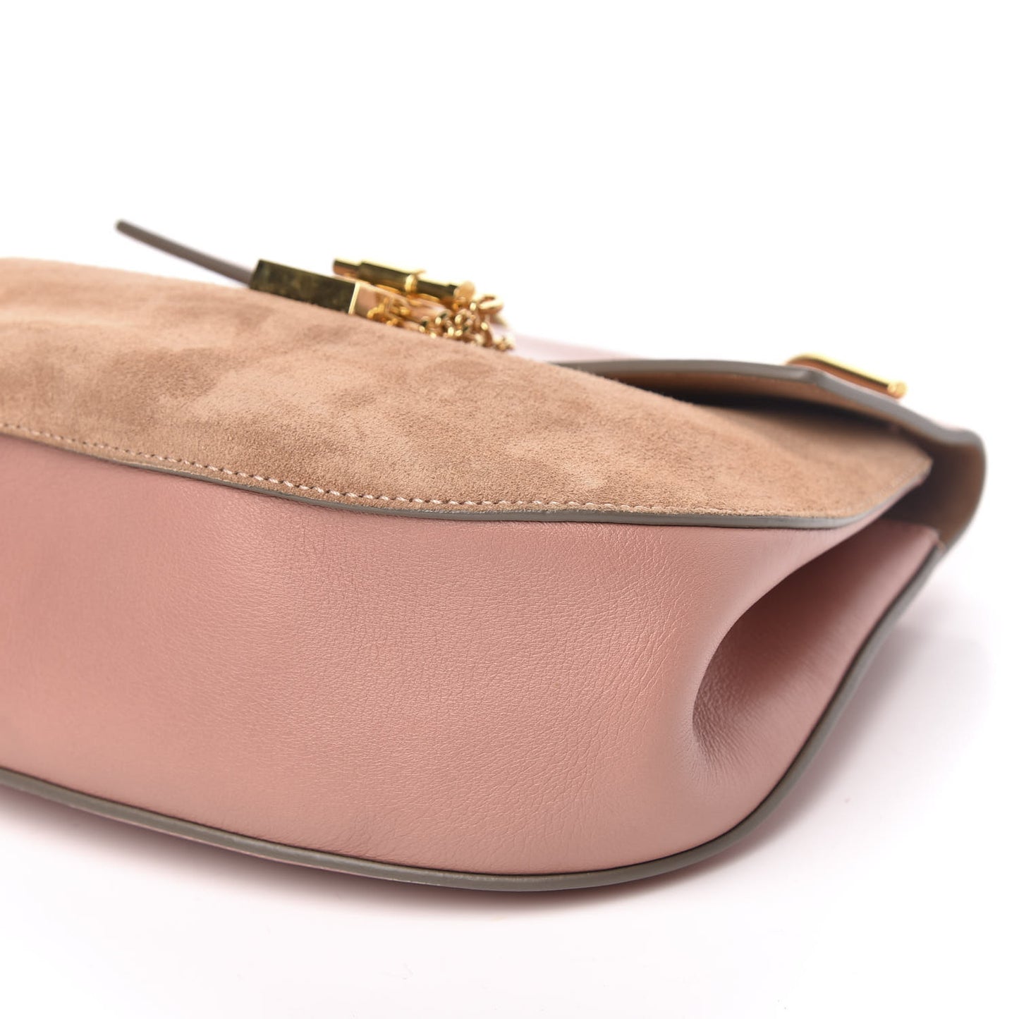 Suede Smooth Calfskin Drew Shoulder Bag Misty Rose
