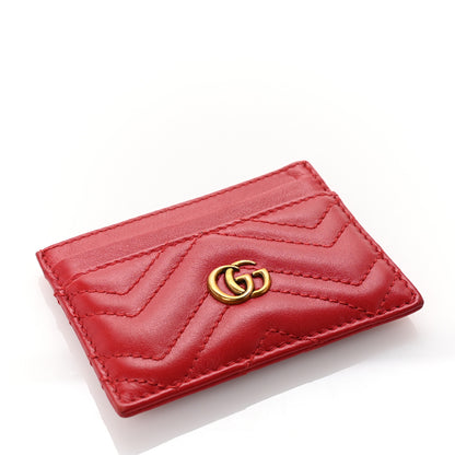 Gucci Calfskin Matelasse GG Marmont Card Holder Hibiscus Red 4 of 7