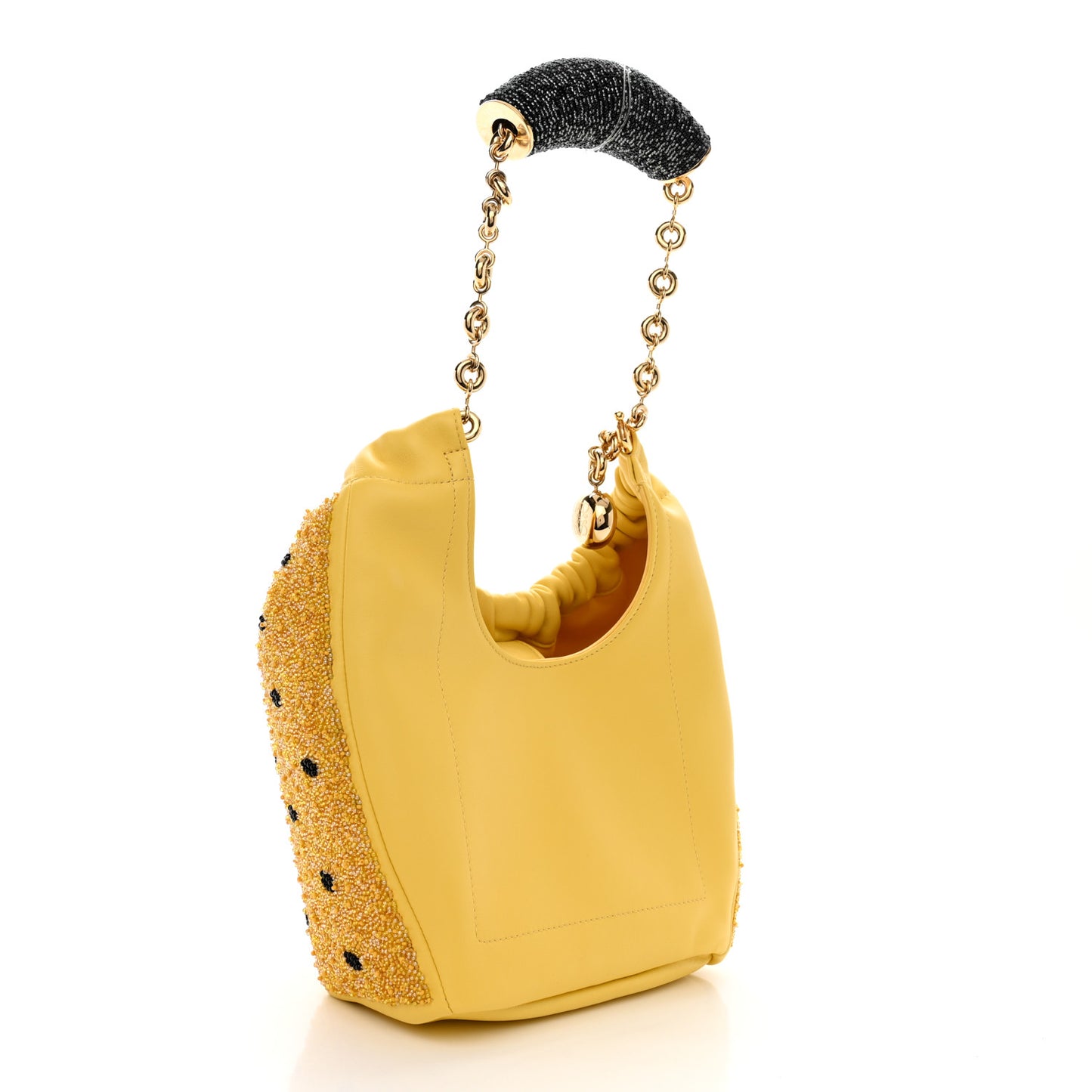 Buttery Nappa Beaded Lambskin Mini Squeeze Bag Yellow