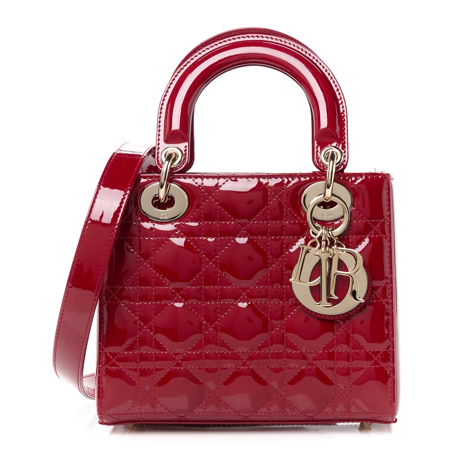 Patent Cannage Small Lady Dior Cherry Red