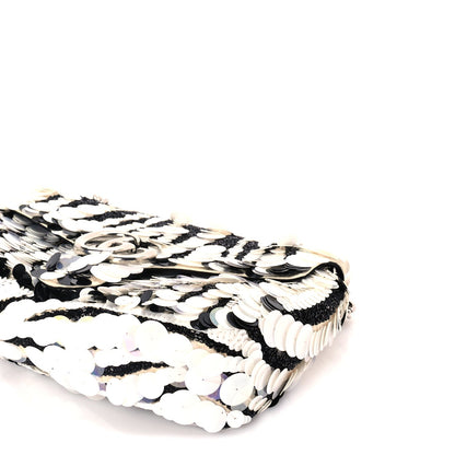 Gucci Satin Sequin Beaded Zebra Small GG Marmont Shoulder Bag  Black White 8 of 8